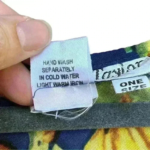 RARE VTG Jessica Taylor one size blue banana print swim cover up asymmetrical - Picture 8 of 8